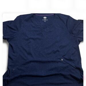 Healing Hands Navy V-Neck Scrub Top with cheetah Pattern